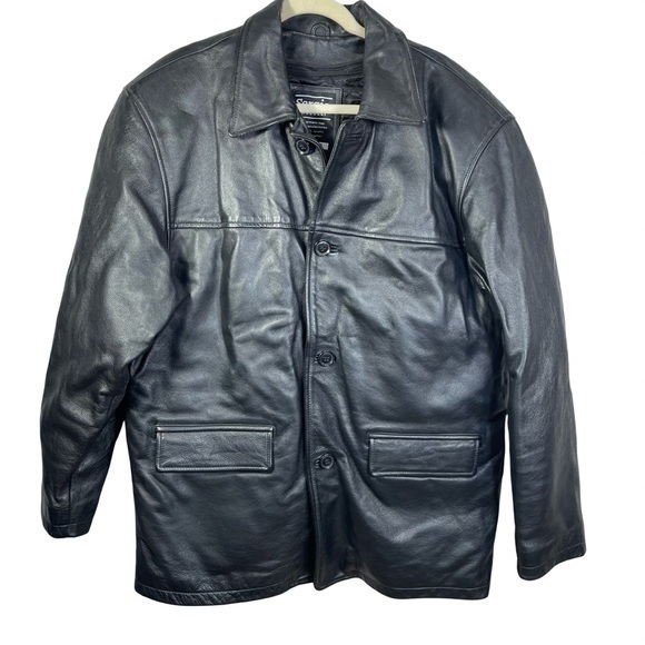Sergio Vadducci Men Black Leather Jacket  Size L - Picture 1 of 13